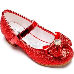 Toddler girls Mary Jane, princess red glitter heels size 7